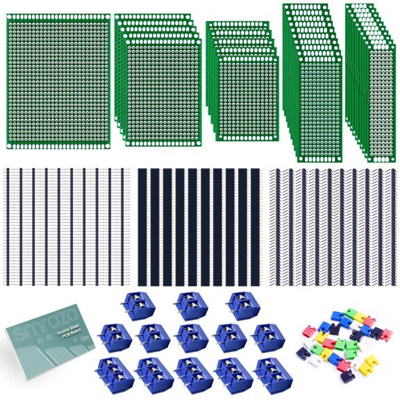 104Pcs Prototype Circuit Boards Double Sided Kit, PCB for DIY Soldering and Electr