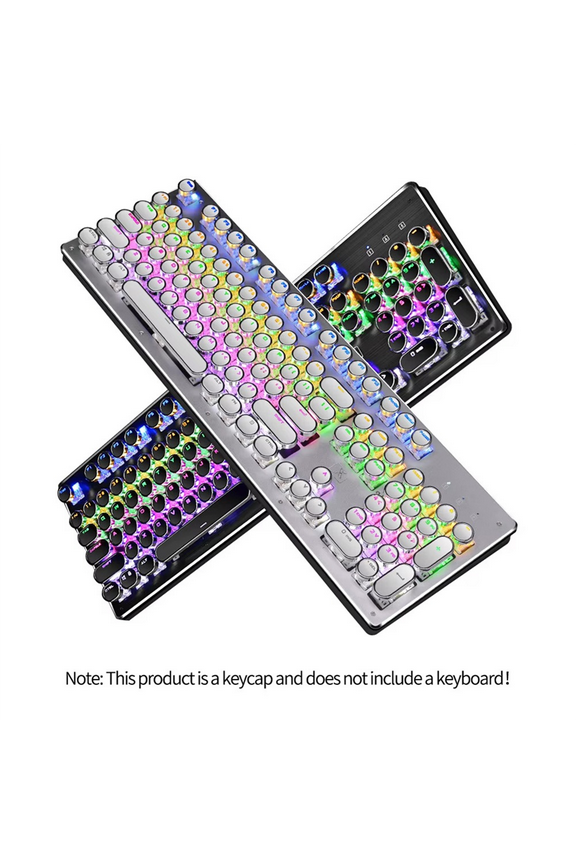 104Pcs/Set Universal Round Key Cap Keycaps for Cherry MX Mechanical Keyboard Backlit Design White,1 * Keycaps set,White