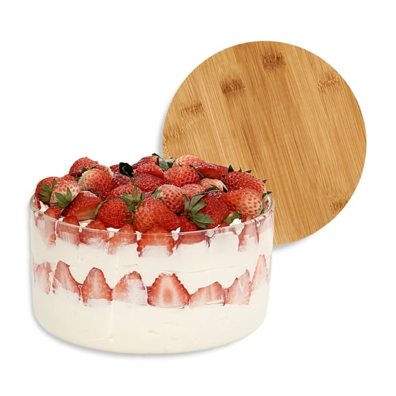 104oz Large Glass Trifle Bowl with Lid, Modern Design Clear Glass Round Dessert Centerpiece Serving Bowl for Laying Ice Cream Cakes, Salad, Fruit, Microwave & Dishwasher Safe