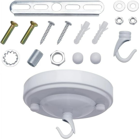 104x26mm Light Canopy Kit White Vintage Chandelier Canopy Flat Round Iron Ceiling Canopy Kit with Screwsanger Hookslastic Findings for Pendant Light Hanging Plants Max Load 22LBS White