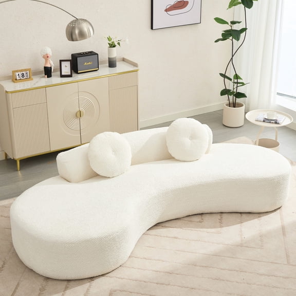 105.5'' Beige Curved Sofa with Modern Artistic Design / Add an Artistic Touch to Your Home