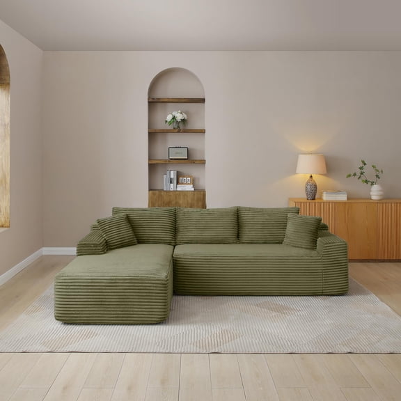 105.5" Modern Boneless Couch with Chaise, Modular Sectional Sectional Sofa with Deep Seat, No Assembly Required, L-Shaped Cloud Sectional Couch for Living Room/Office