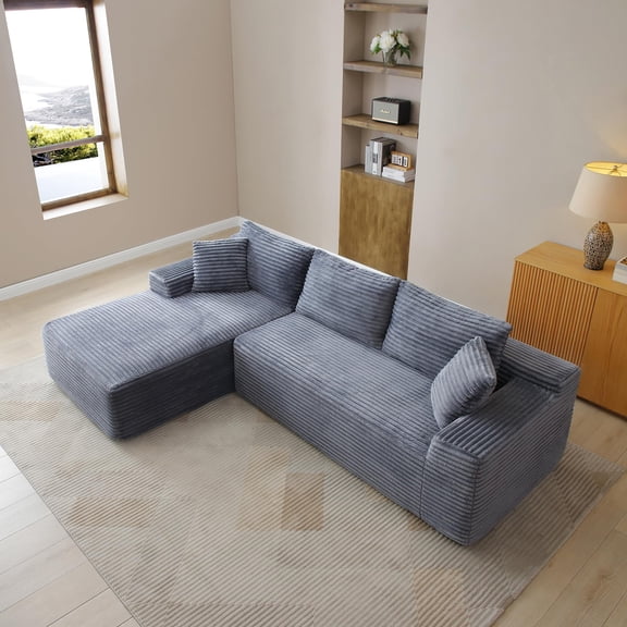 105.5" Modern Boneless Couch with Chaise, Modular Sectional Sectional Sofa with Deep Seat, No Assembly Required, L-Shaped Cloud Sectional Couch for Living Room/Office