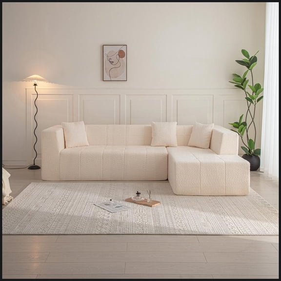 105.5" Modern Modular L-Shaped Sectional Sofa, Deep Tufted Polyester Fabric Couch with Chaise for Living Room