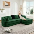 thumbnail image 1 of 105.9'' Extra Deep Cloud Couch, Contrast Color Boneless Couch Bed, Teddy Fabric Modular Sectional Sofa with Deep Seat, L Shaped Couch  for Living Room, No Assembly Required, Green, 1 of 11