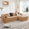 thumbnail image 1 of 105.9'' Extra Deep Cloud Couch, Contrast Color Boneless Couch Bed, Teddy Fabric Modular Sectional Sofa with Deep Seat, L Shaped Couch  for Living Room, No Assembly Required, Camel, 1 of 11