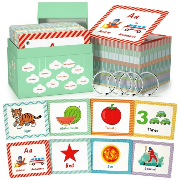 105 Cards, 269 Pictures ABC Alphabet Flash Cards for Toddlers 2-4 Years, Toddler Flash Cards for 1,2,3,4,5,6 Years Kids, ABC Animals Fruits Vegetables Number Transportation Color Shape Sigh Words