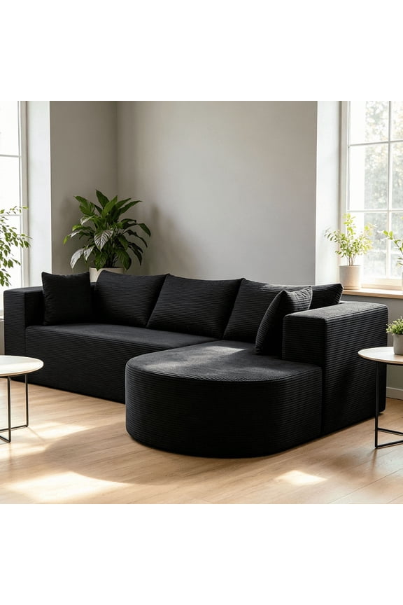105" Cloud Modular Sectional Sofa with L-Shape Chaise, Plush Corduroy Fabric, No Assembly Required