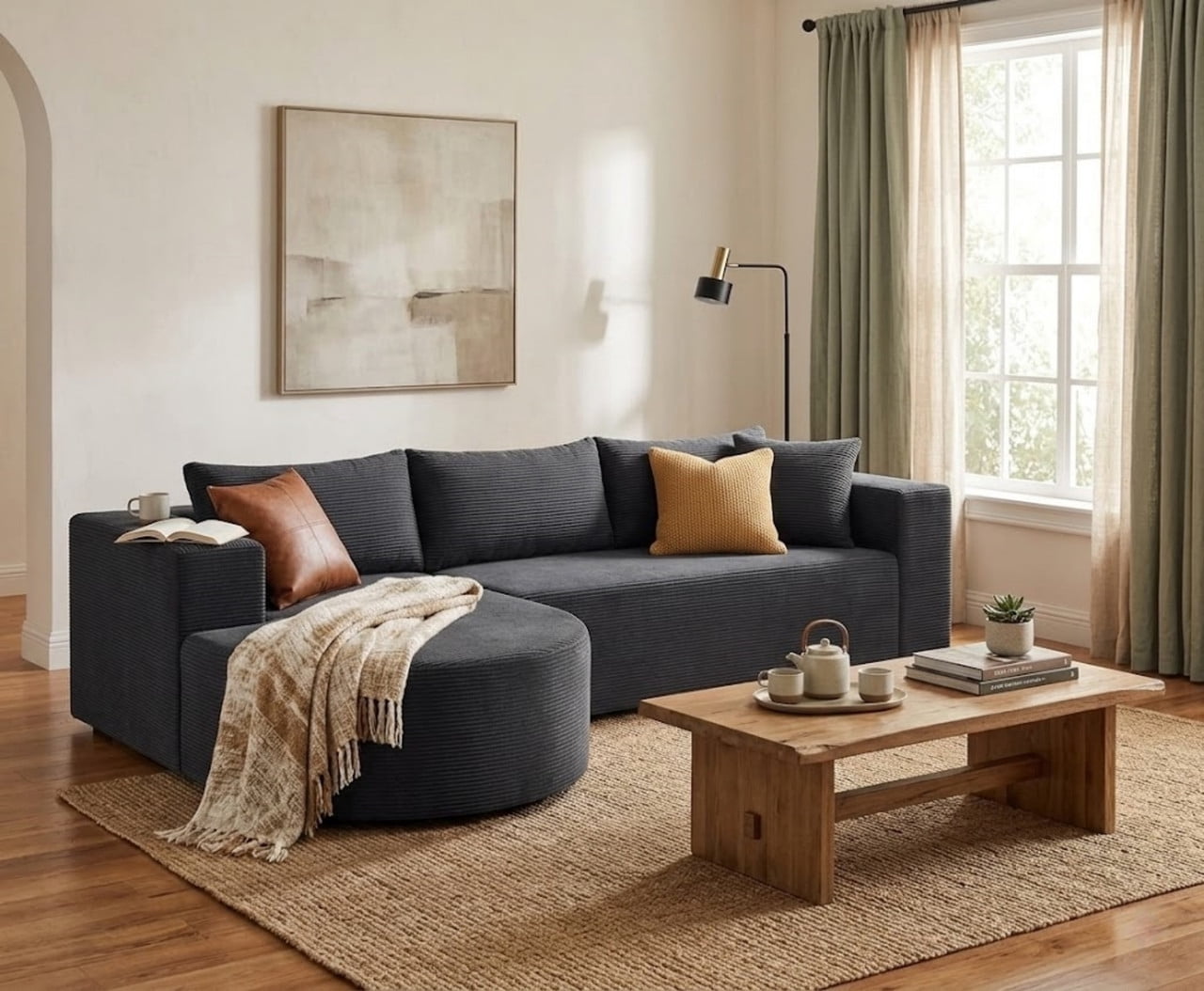 105" Cloud Sectional Couch with Chaise, Boneless L-Shaped Modular Sectional Sofa for Living Room, Comfy Cloud Couch with Deep Seat