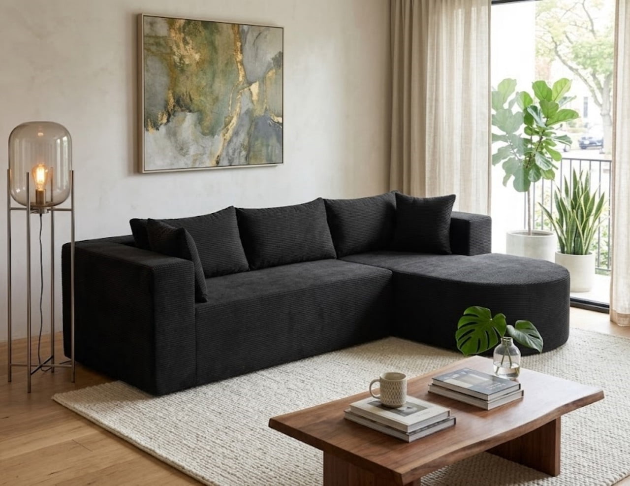 105" Cloud Sectional Couch with Chaise, Boneless L-Shaped Modular Sectional Sofa for Living Room, Comfy Cloud Couch with Deep Seat