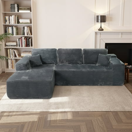 105" Cloud Sectional Couch with L-Shape Chaise,Modern Modular Sofa with Deep Seat, Upholstered Couches for Living Room Bedroom,No Assembly Required