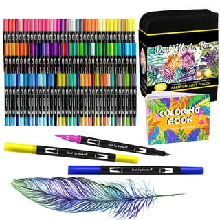 ZSCM 32 Colors Duo Tip Brush Markers Art Pen Set, Artist Fine and Brush Tip  Colored Pens, for Adult Coloring Books Christmas Cards Drawing, Note