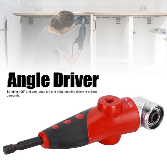 105 Degree Angle Driver Set with Handle & Bits, 1/4 Inch Hex Shank Power Screwdriver Attachment