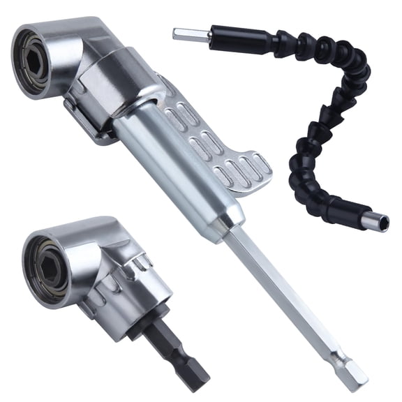 105 Degree Right Angle Drill Adapter, 1/4" Hex Shank Driver Angle Extension and Flexible Angle Extension Bit, Drill Bit Holder Drills Attachment for Screwdriver Drills, Ideal for Tight Spaces