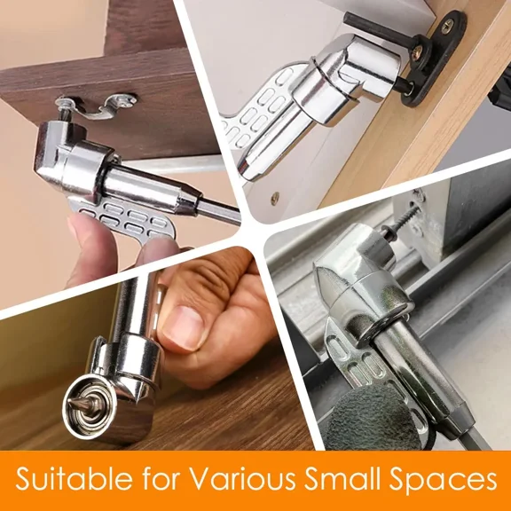 105 Degree Right Angle Drill Attachment, 1/4 Inch Hex Shank Corner Screwdriver Bit Adapter, Multi-Function Bend Drill Adapter for Tight Spaces