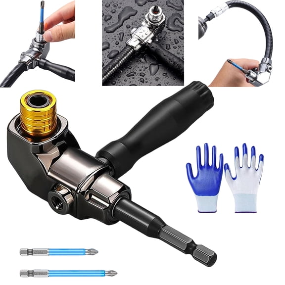 105 Degree Right Angle Driver,90 Degree Drill Adapter (Right Angle-2PCS) | Flexible Drill Bit Extension, High Torque Magnetic Shaft Dead Angle Screwdriver for Home Improvement, Anti-Slip Grip