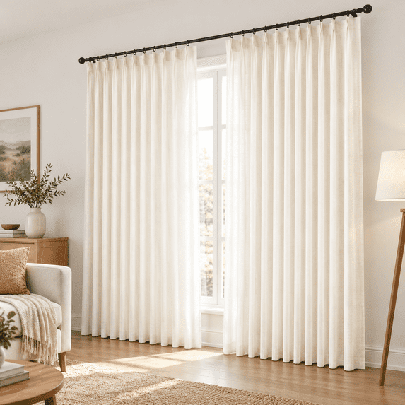 105 Inch Curta2 Panels Set Two Packs Pinch Pleat Tab Linen Window Semi ...