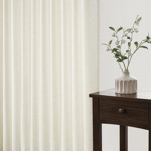 105 Inch Curtains 2 Panels Set,Two Packs Pinch Pleat Back Tab Linen Window Semi Sheer Privacy Thick Decorative Curtain Drapes for Living Room Bedroom,40x105 in Long,Ivory/Natural