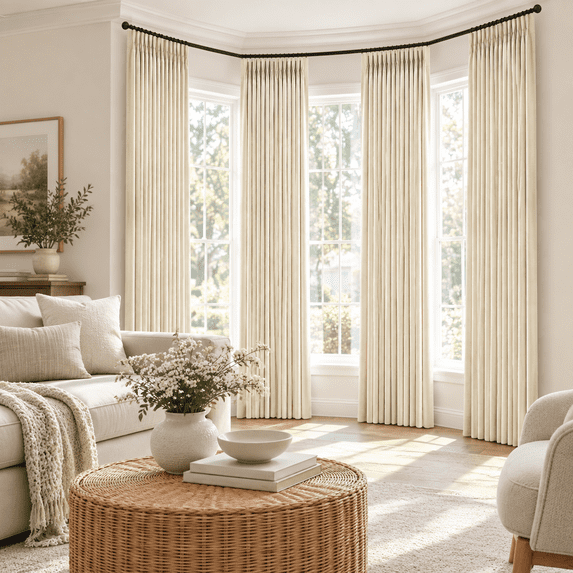 105 Inch Extra Long Cream Blackout Curta4 Panel Set For Room Divider ...