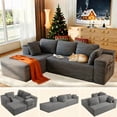 thumbnail image 1 of 105” No-Assembly Cloud Couch, Lofka Modular Sectional Sofa with L-Shape Chaise and Deep Seat, Upholstered Couches for Living Room Bedroom,Grey (Plush Corduroy Fabric), 1 of 9