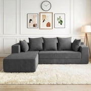 105"Oversized L-Shaped Couch,Cloud Sectional Couch With Chaise,Modular Sofa Deep Seat And Removable Armrests,Sectional,Right Facing Plush Corduroy Fabric,Pillow Back, Living Room Decor Additions,Grey