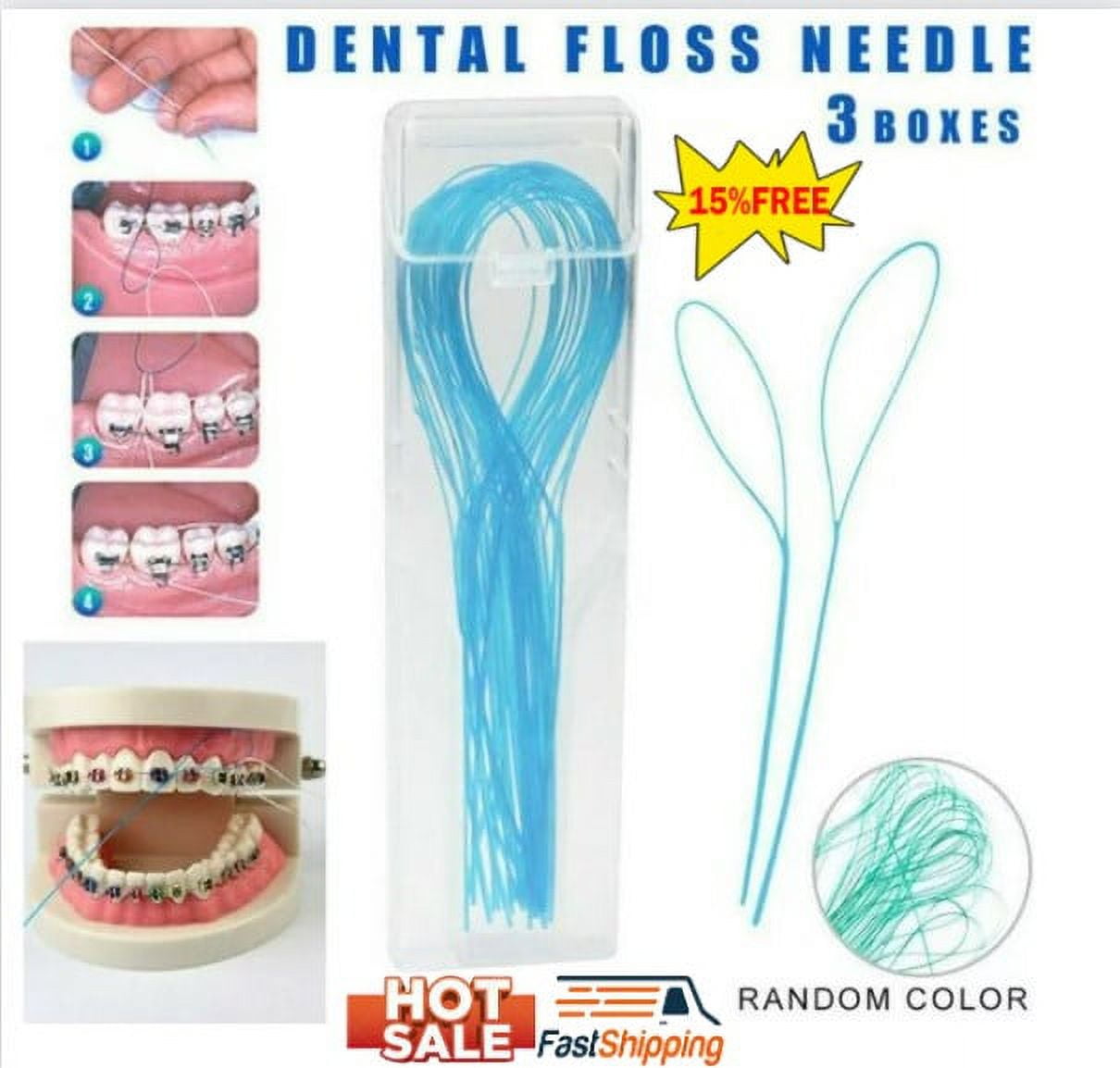 105 Pcs Dental Floss Threaders Simple Loop + Case For Braces Bridges Implants