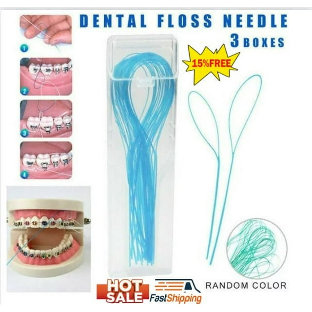 105 Pcs Dental Floss Threaders Simple Loop + Case For Braces Bridges