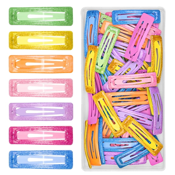 105 Pcs Glitter Rectangle Snap Hair Clips, Non-Slip Barrettes for Women & Girls, Multi-Color Small Hair Clips for Daily Wear, Party, Holiday Hairstyles