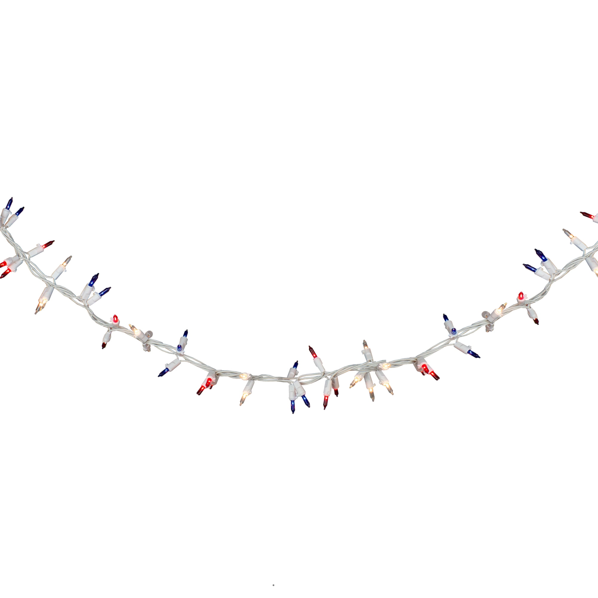 105 Red Clear and Blue Christmas Garland Mini Lights - 5.6 ft White Wire
