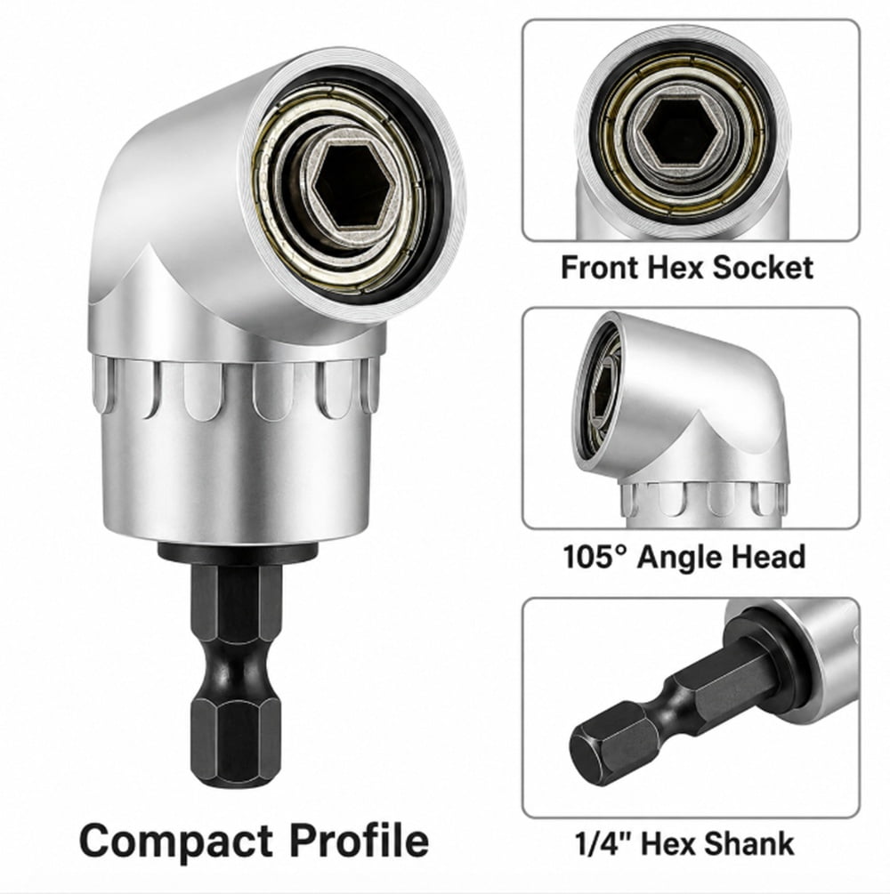 105 Degree Right Angle Drill Bit Extension, 1/4 Inch Hex Screwdriver ...