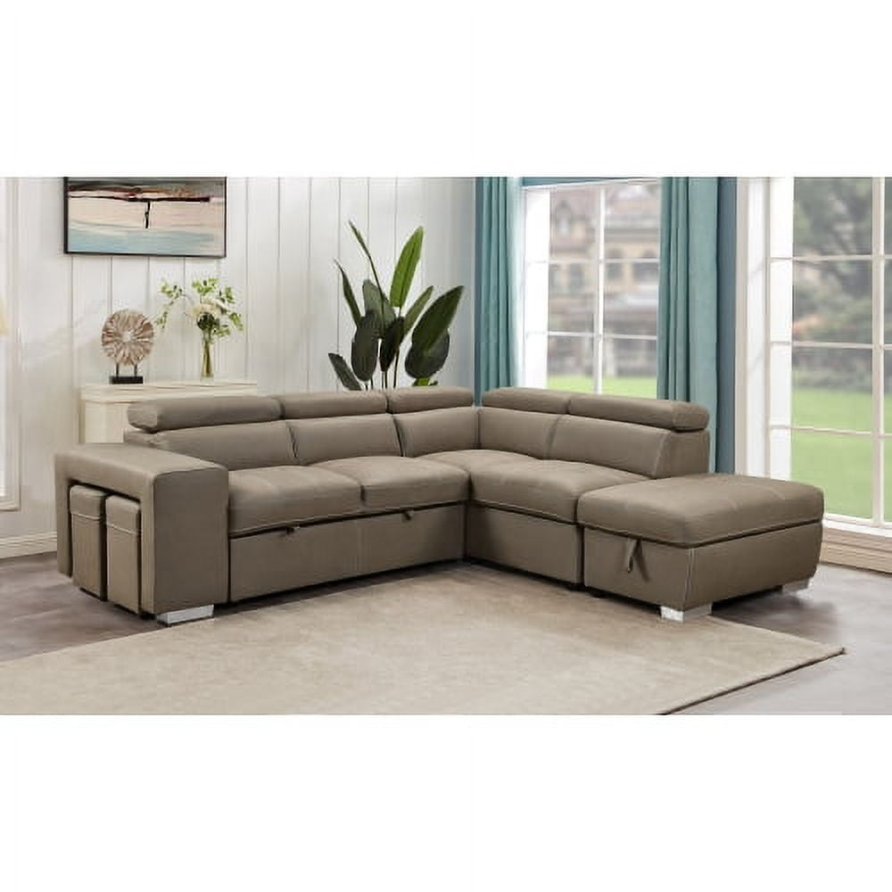 105" Sectional Sofa with Adjustable Headrest ,Sleeper Sectional Pull