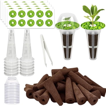 124pc Hydroponic Seed Pod Kit - 50 Sponges, 12 Baskets & Domes, Labels - Compatible With AeroGarden, IDOO