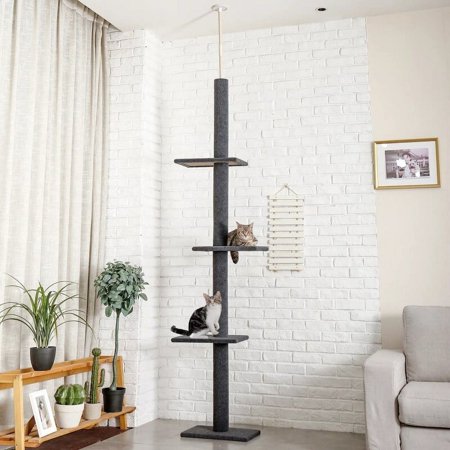 105"-in 4 Tier Cat Tree Tower Cat Climbing Posts Grey