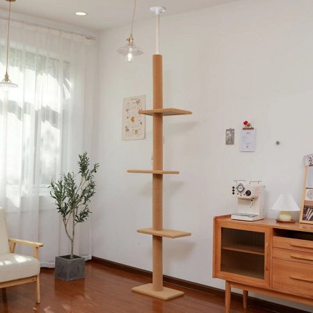 105"-in 4 Tier Cat Tree Tower Cat Climbing Posts Khaki