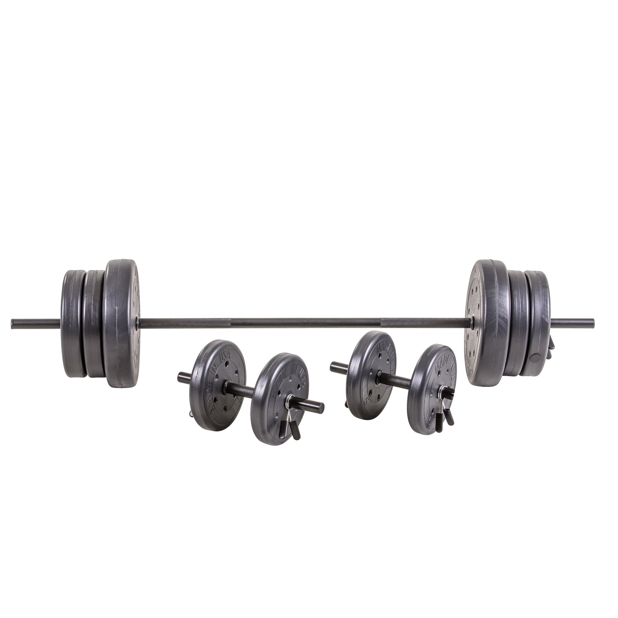 105 lb Barbell and Dumbell Weight Set Featuring Two 20 lb., Four 10 lb