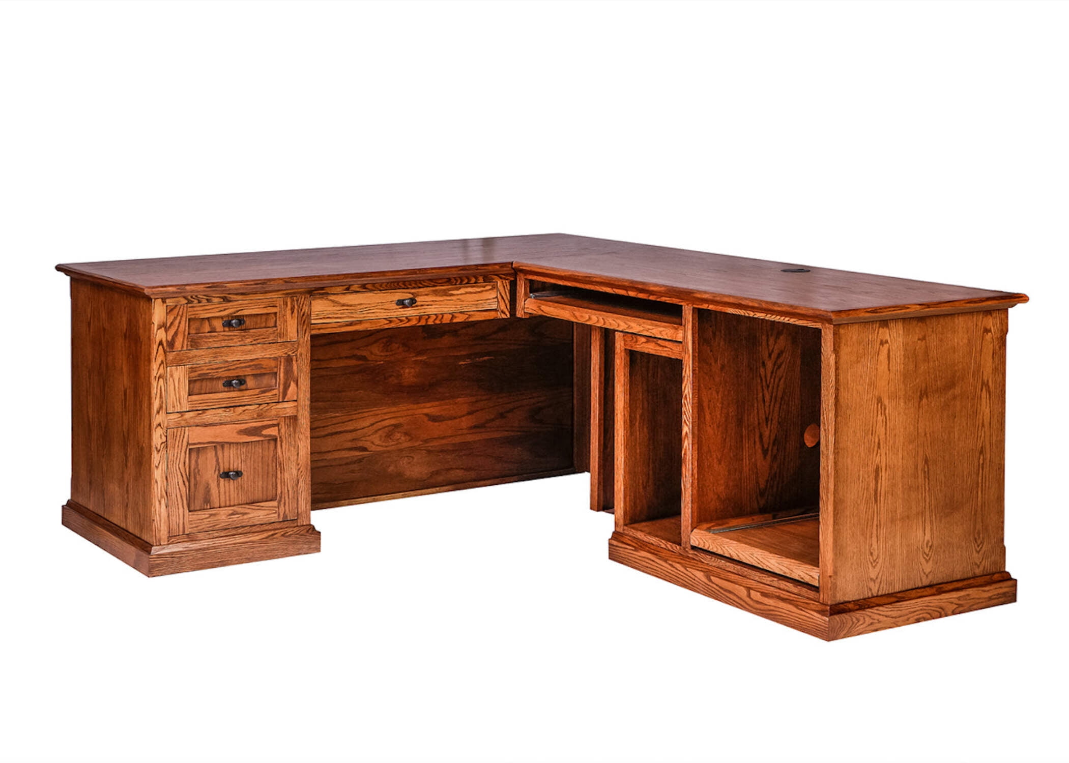 Aspenhome Sinclair L-Shaped Desk in Grey, image size:2101x1500