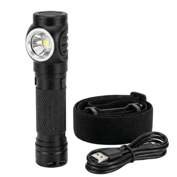 1050 Lumen Rechargeable Flashlight with Headlamp Mount, USB-C LED Tactical Light | 5 Modes, IP65 Waterproof, 360 Rotatable Pocket Clip, Small EDC Light for Camping & Work