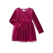 Wonder Nation Girls Velour Tutu Dress with Long Sleeves, Sizes 4-18 & Plus