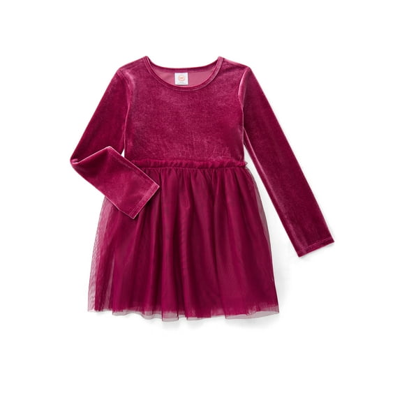 Wonder Nation Girls Velour Tutu Dress with Long Sleeves, Sizes 4-18 & Plus