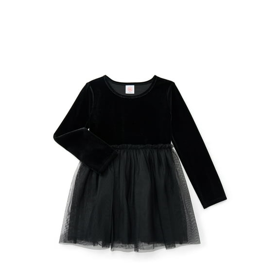 Wonder Nation Girls Velour Tutu Dress with Long Sleeves, Sizes 4-18 & Plus