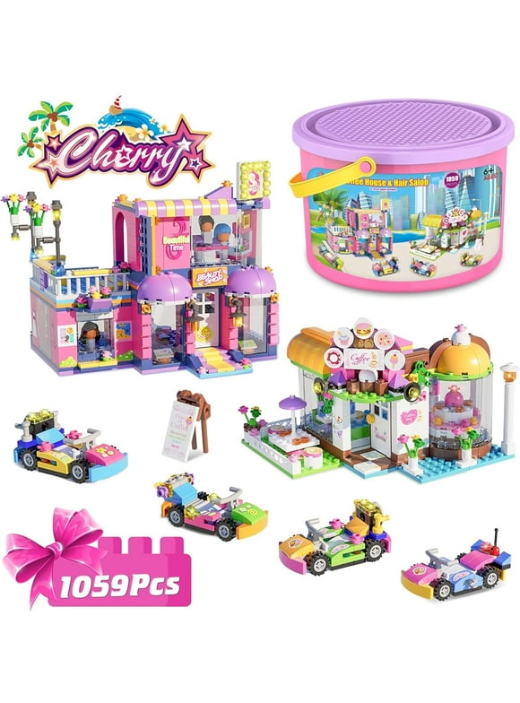 1059 Pieces Friends Building Toys Set, Heartlake Café Hair Salon Building Block Set, Roleplay STEM Toy Kitz, Valentines Day Gifts for Adult Girls Kids 6+ (Pink)