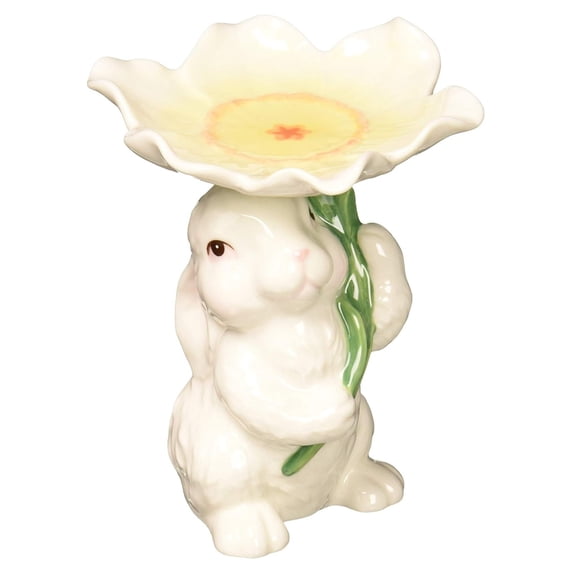 10590 Fine Porcelain Bunny Candy/Candle Holder, 3-3/4-Inch,White