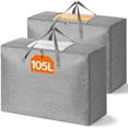 thumbnail image 1 of 105L Comforter Storage Bag, 2 Pack Folable Storage Bins with Lids for Quilt, Duvet, Extra Large Bedding Storage Bags with Zippers and Handles, Clothes Organizers and Storage with Clear Window, 1 of 8
