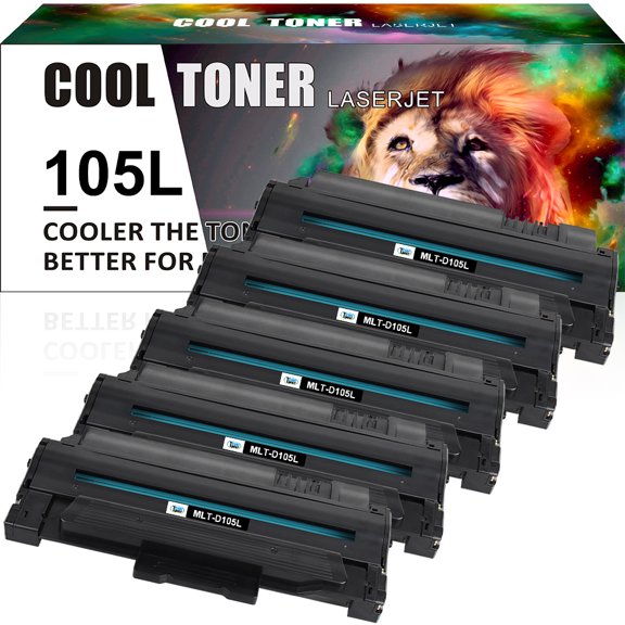 105L D105L MLT-D105L Toner Cartridge Compatible for Samsung 105L MLT-D105L ML-2525W ML-2525 ML-2545 ML-1915 SCX-4623F SCX-4623FW SCX-4623FN SF-650 SF-650P Printer (Black, 5-Pack)