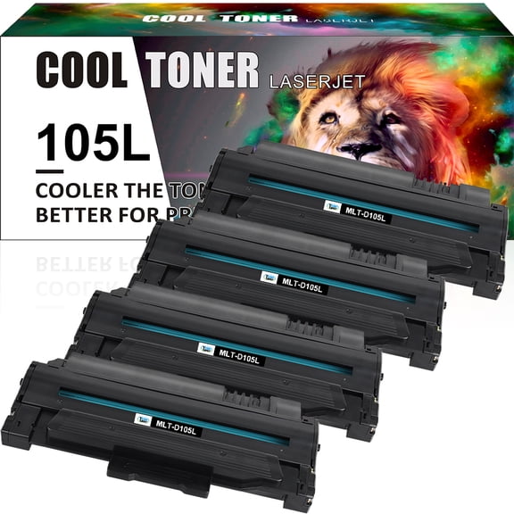 105L D105L MLT-D105L Toner Cartridge Compatible for Samsung 105L MLT-D105L ML-2525W ML-2525 ML-2545 ML-1915 SCX-4623F SCX-4623FW SCX-4623FN SF-650 SF-650P Printer (Black, 4-Pack)