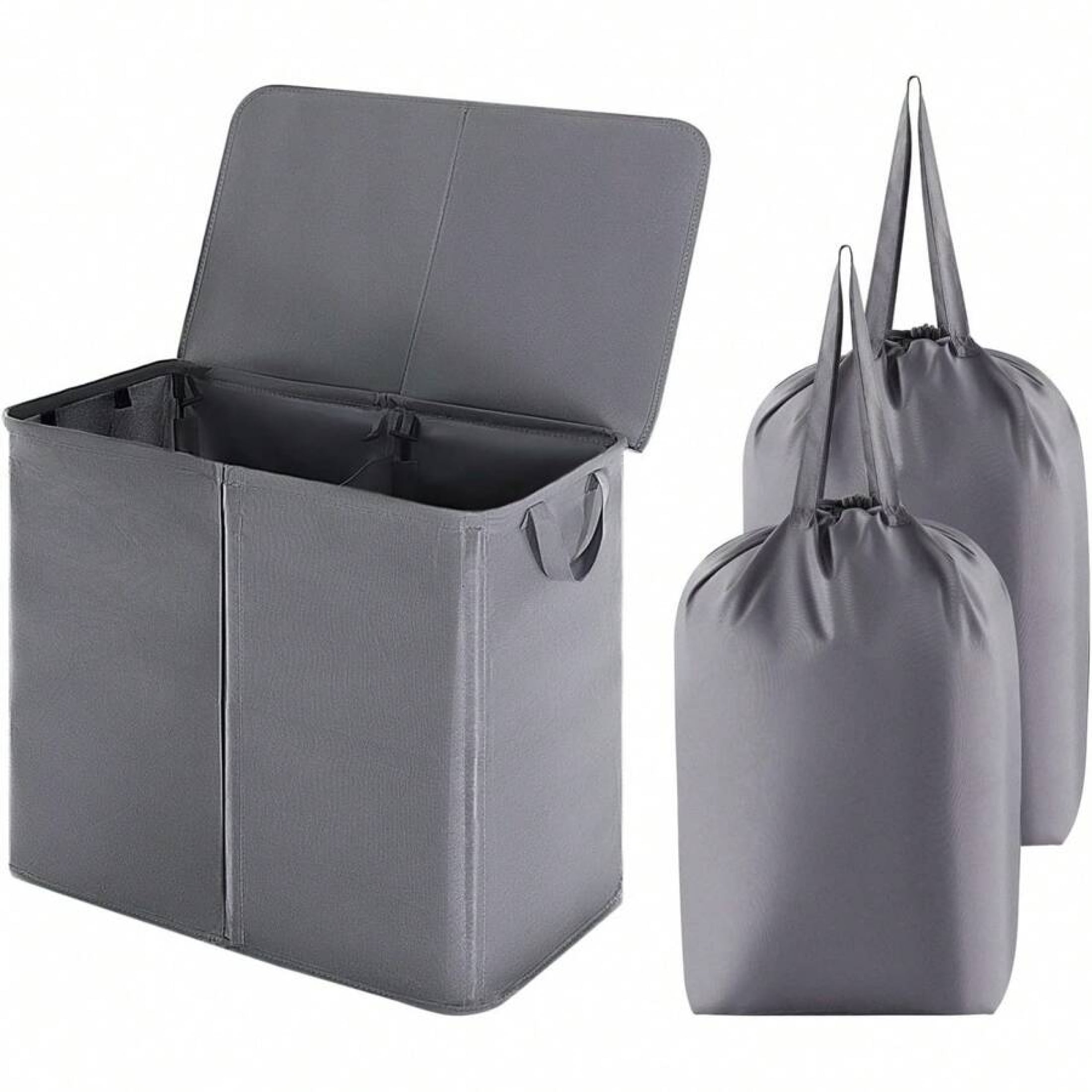 105L Double Laundry Hamper - With Lid & Removable Bags, Handled ...