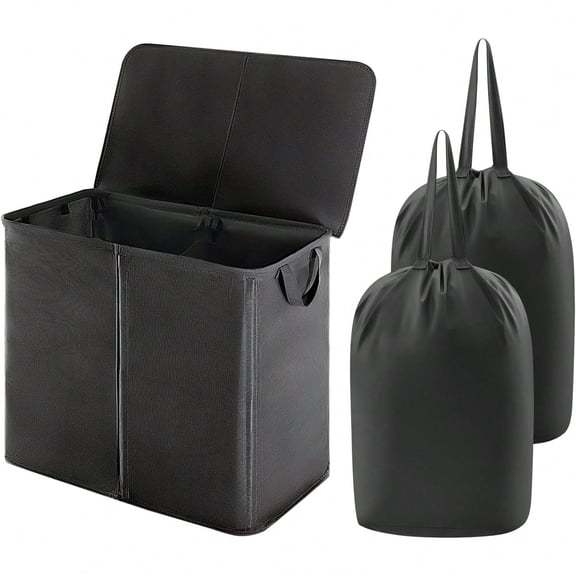 105L Double Laundry Hamper With Lid And Removable Laundry Bags, Divided Laundry Basket With Handles, Large Separated Clothes Basket For Bedroom, Bathroom, College Dorm, Laundry Sortinglaundry Hamper