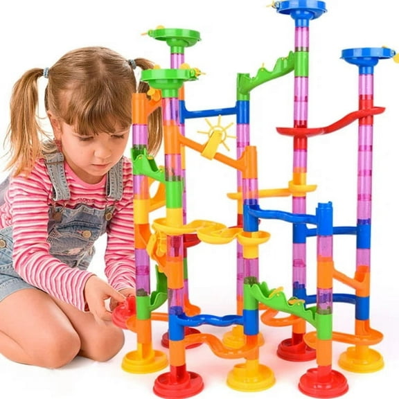 105PCS Marble Run Race Coaster Set, Marble Run Railway Toys Construction Toys Building Blocks Set Marble Run Race Coaster Maze Toys
