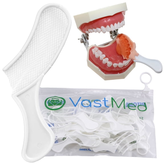 105PCs Dental Grade Disposable Dental Triple Bite Registration Tray by VASTMED | Impression Trays with Plastic Rigid Frame and Nylon Mesh for Teeth Molds