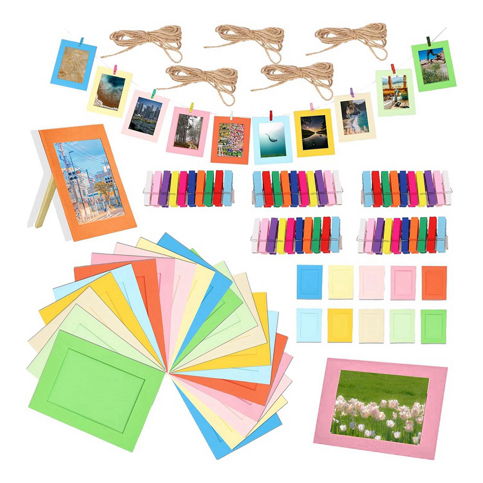 105Pcs 6 Inch Colorful Paper Photo Frames Set for 4 x 6Inch Photo ...